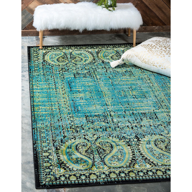 Tapis vert à motif oriental Majestic, Rectangle 10 pi x 13 pi
