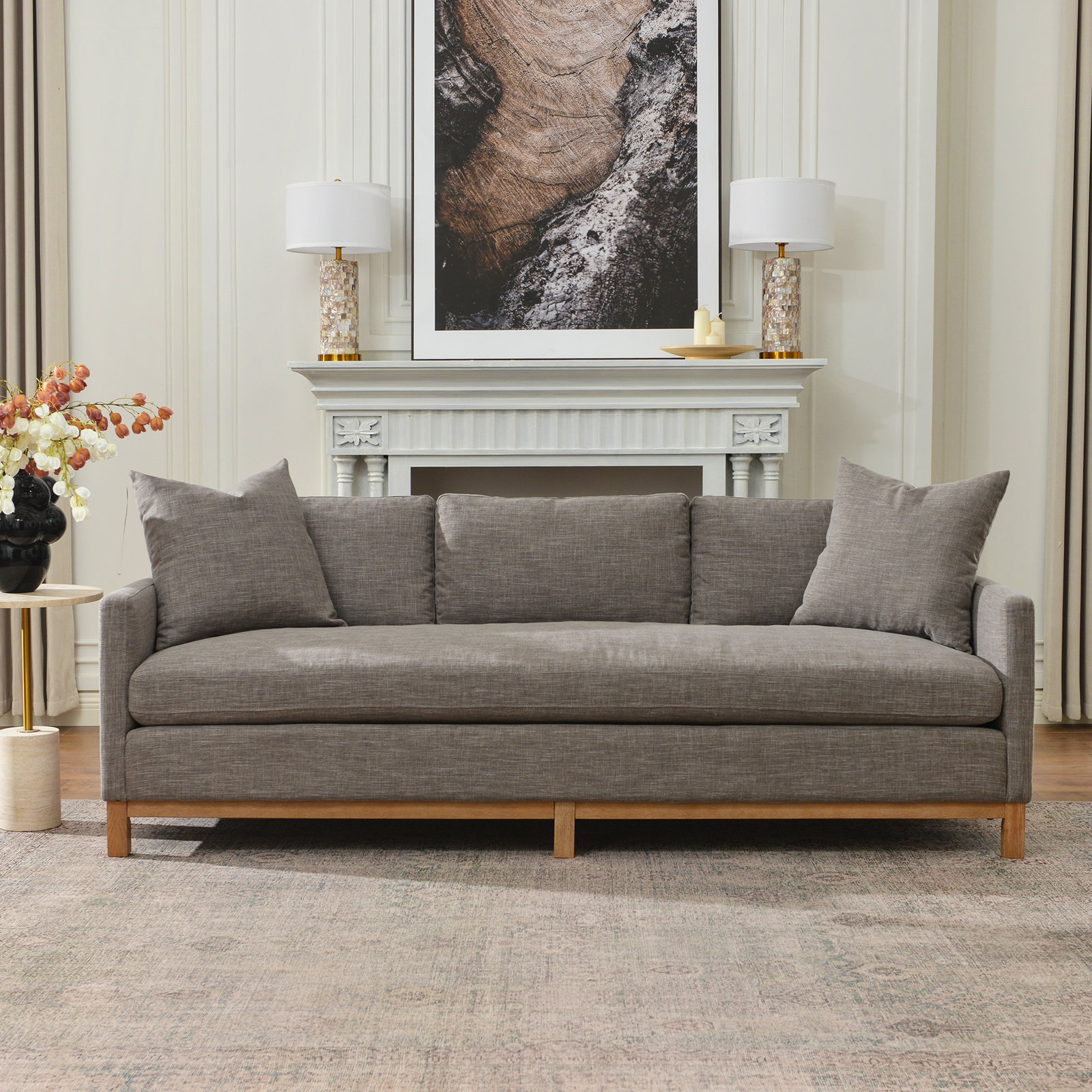 Cami 90" Linen Sofa, Smoke Linen Blend
