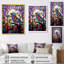 Vitrail oiseau chantant sur une branche Pop Art - impression d'art mural oiseau-1037508867-1037508980