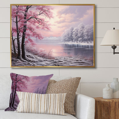 «Pink Winter Trees By The Riverside», reproduction sur toile