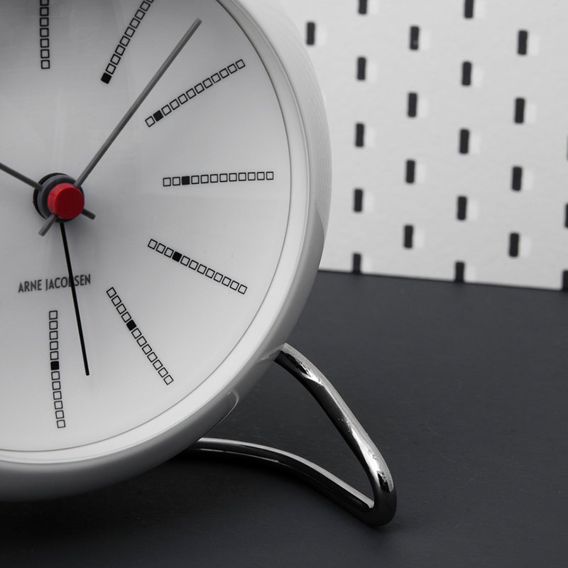 Bankers Electric Clock, White/Silver