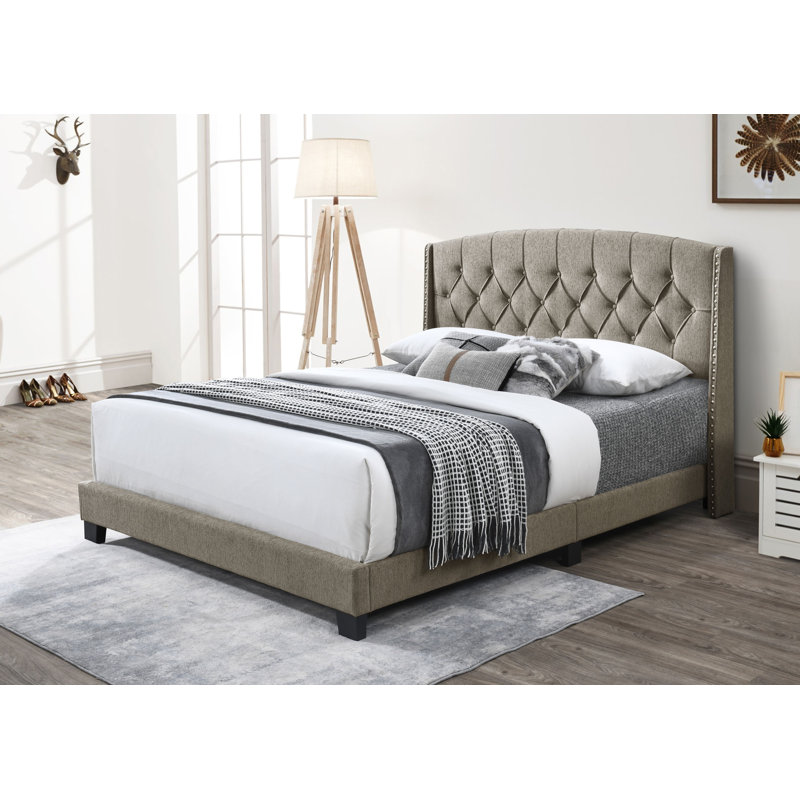 Micael Upholstered Panel Bed, King, Cream