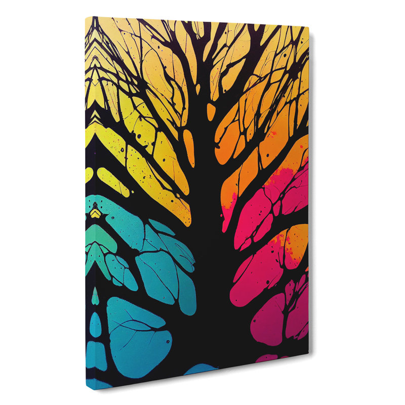 Vibrant Abstract Trees No.7 - Wall Art, Wrapped Canvas, 50cm H x 35cm W, No Matte
