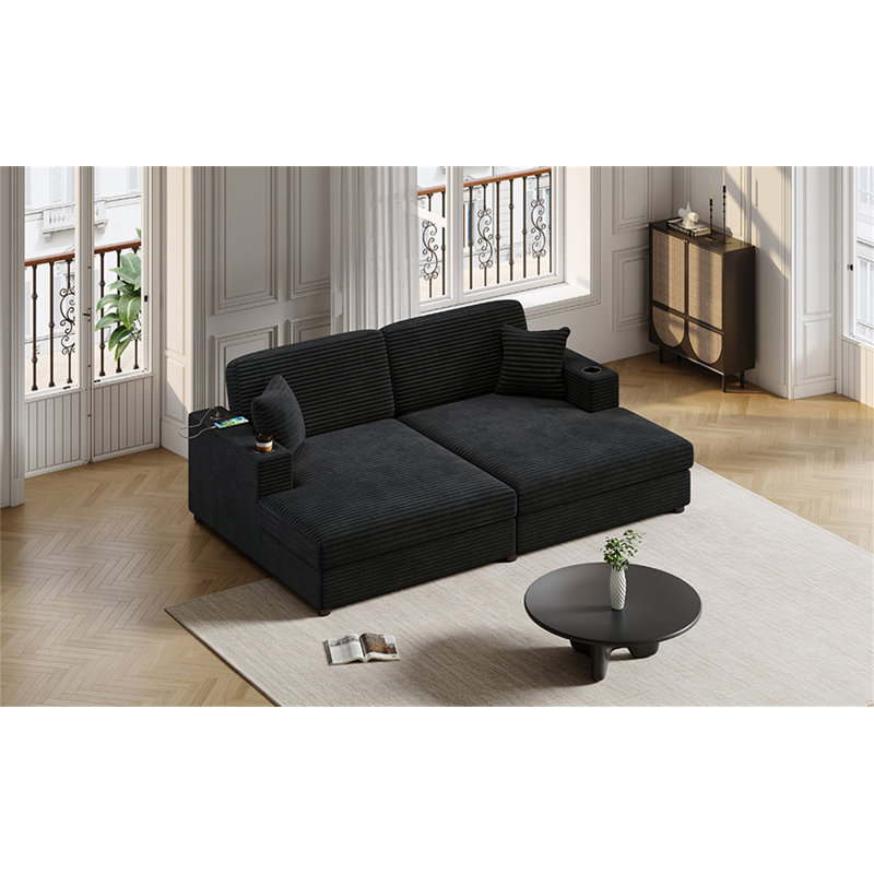 Canapé-lit 86,5 po, Noir