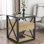 Table de bout moderne 1 pièce avec tiroir - Table de chevet pour chambre à coucher et salon, panneau de fibres à densité moyenne en bois naturel et plateau en verre trempé, table d'appoint de style industriel