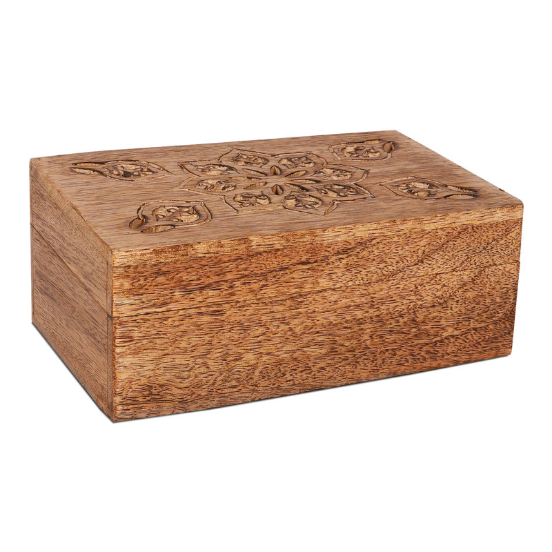 Wood Jewellery Box +, 3" H x 4.5" W x 7.5" D