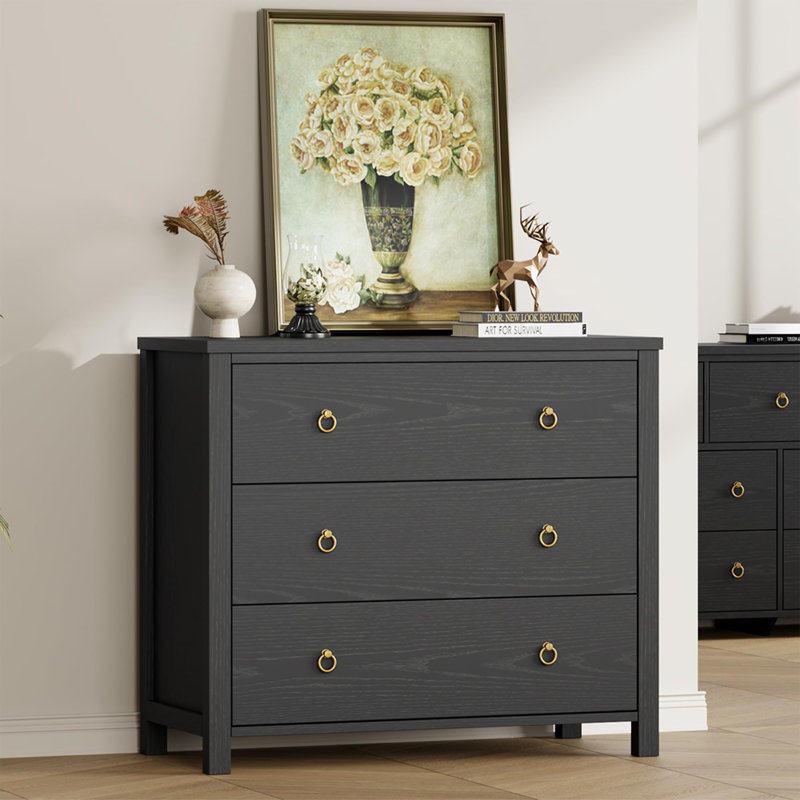 Commode noire moderne pour la chambre à coucher, commode haute pour placard, armoire de rangement verticale élégante pour le salon, la chambre de bébé et le couloir