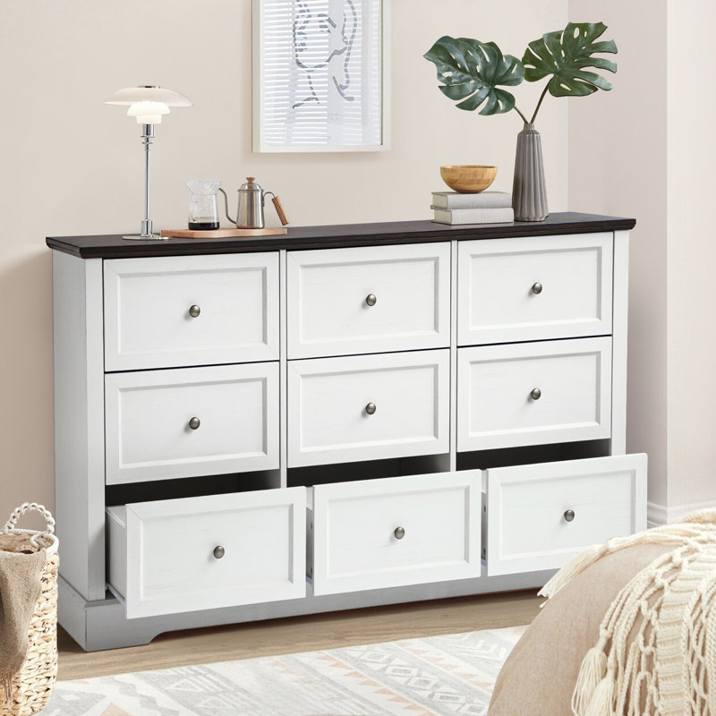 Commode 9 tiroirs Farmhouse, Blanc
