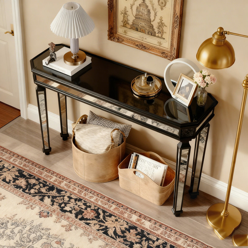 Console à miroir, Noir / argenté