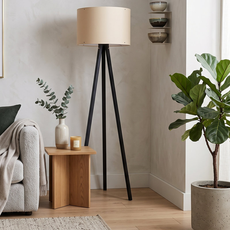 Tripod Floor Lamp, Black, Beige
