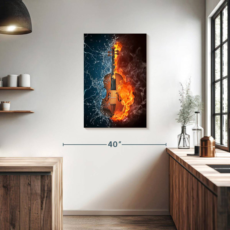 Abarca Water And Fire Violin, 36" H x 24" W