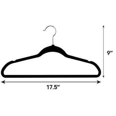 Heavy-Duty Black Plastic Coat Hanger, 1/2 Inch Thick Curved