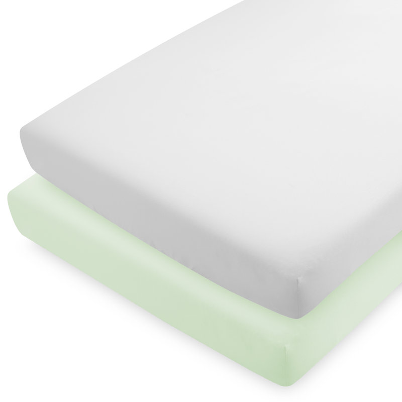 Draps-housses pour lit de bébé Bare Home, Menthe printanière / gris nuage