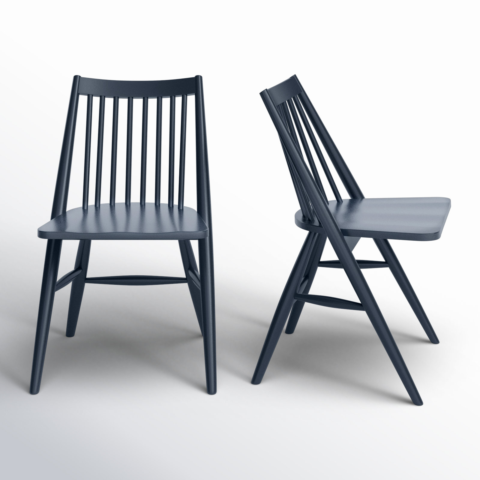 Kloss Solid Wood Slat Back Side Chair, Dark Gray