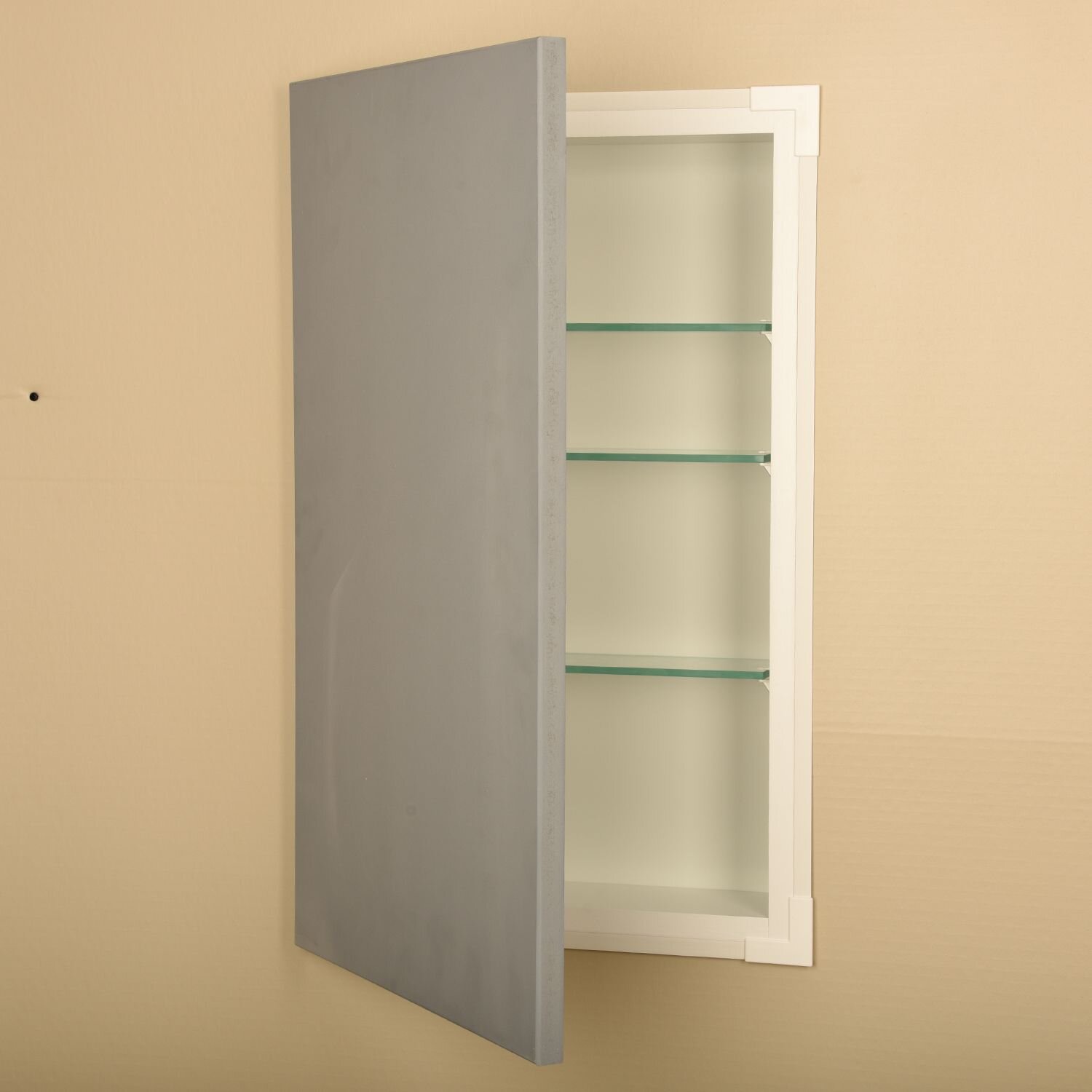 Cimmaron Raised Panel Style Frameless Recessed in wall solid wood bathroom  Medicine Storage Cabinet - 14 x 24