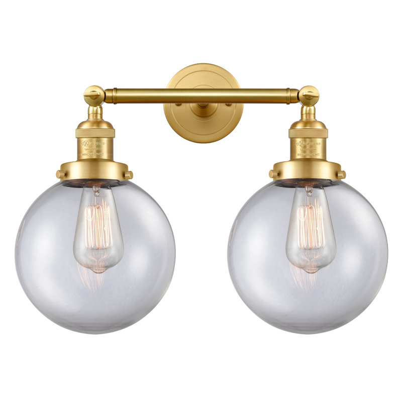Éclairage de salle de bain à intensité variable 2 lumières Clementina, Transparent, Ampoule incandescente rétro de 60 watts