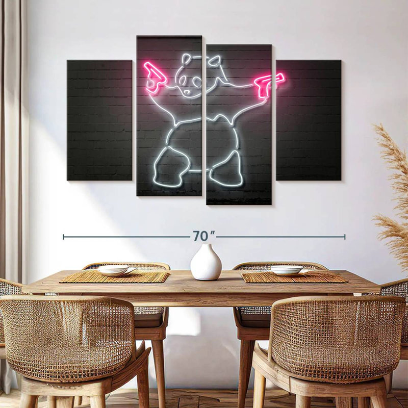 Brampt Panda Pink Guns, 42" H x 68" W