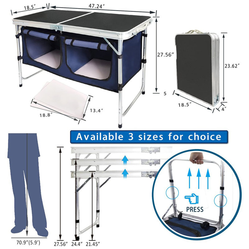 Folding Camping Table with Storage Compartment