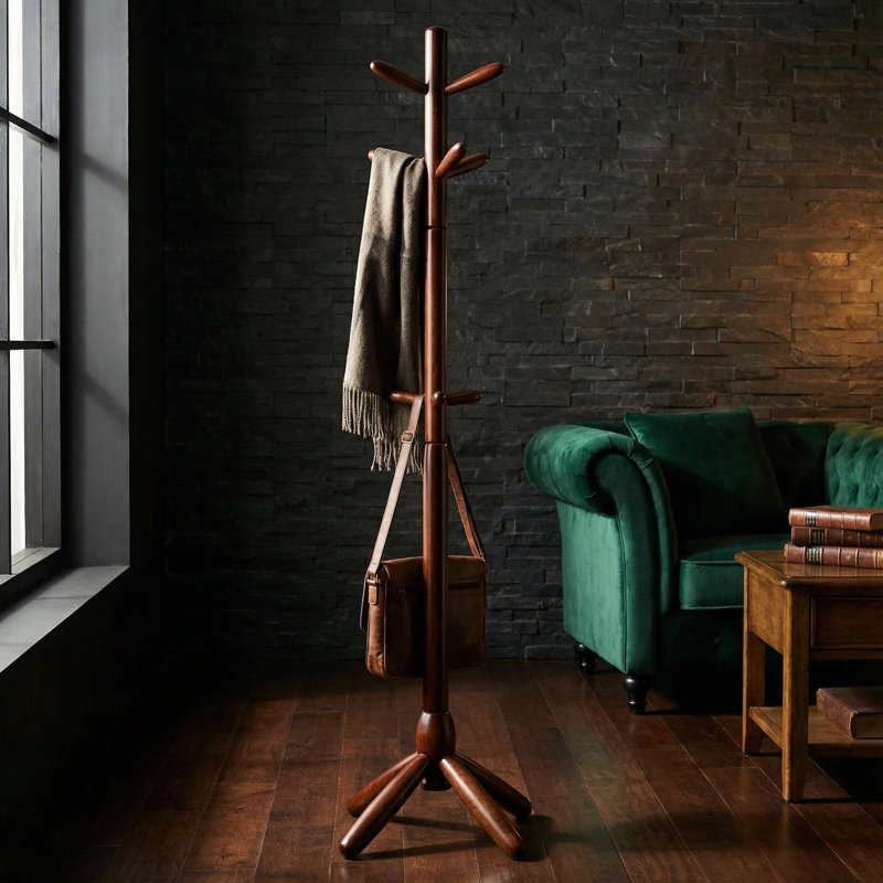 Shamus 9 - Hook Freestanding Coat Rack, Acajou