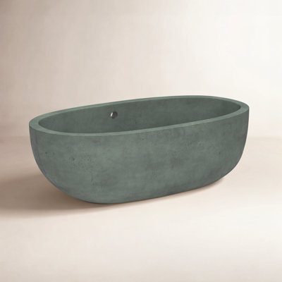 Avalon NativeStone Concrete Freestanding Oval Soaking Bathtub