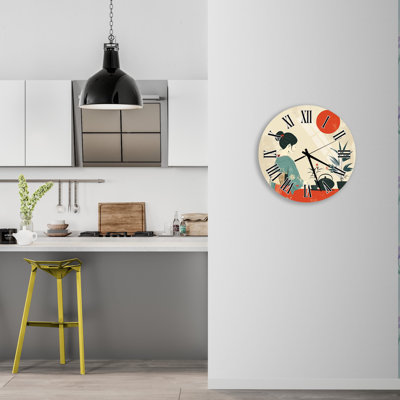 Japanese Geisha Tempered Glass Wall Clock, Oriental Asian Art, Tea Ceremony, Unique Home Decor, Large Wall Clock, Housewarming Gift Idea