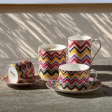 Missoni Tea Cup & Saucer Marrakech Luxury Box Set 2 Pcs. Diam. 3.3", H 2.3", Cap. 7.5 Oz, Saucer Dim. 6"