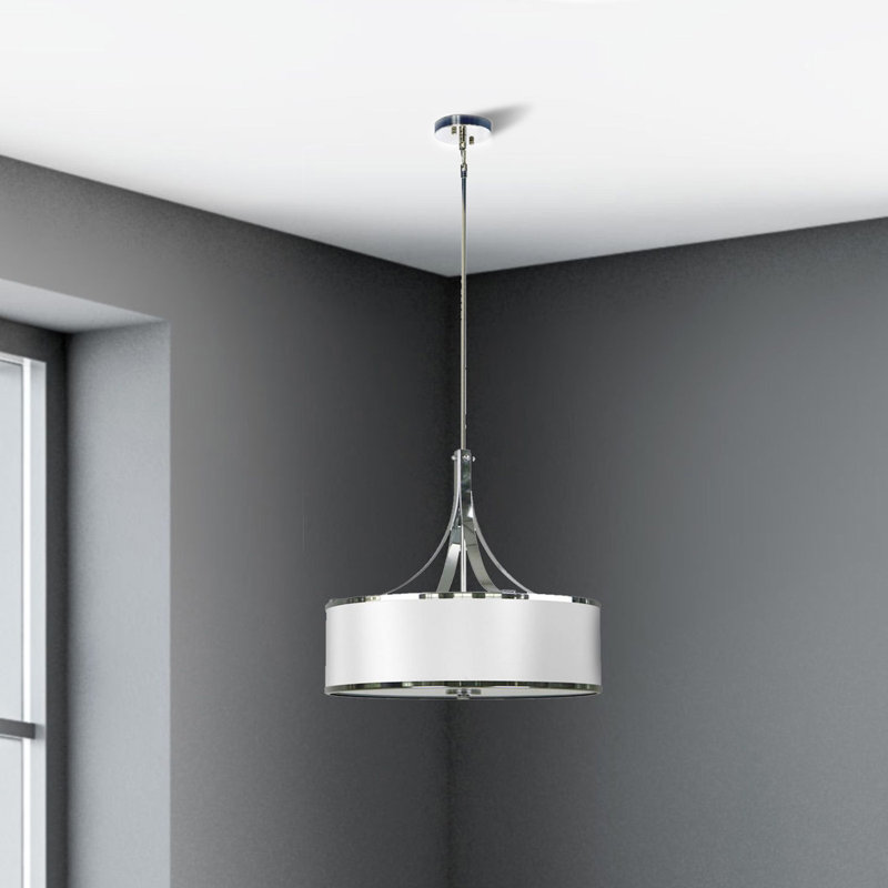 Lustre tambour 4 lumières à abat-jour, Blanc immaculé