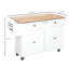 Chariot de cuisine roulant - blanc, abattant en bois massif. Vaste espace de rangement: tiroirs, portes et porte-épices. Comptoir pliable. Facile à déplacer avec roulettes verrouillables pour plus de stabilité