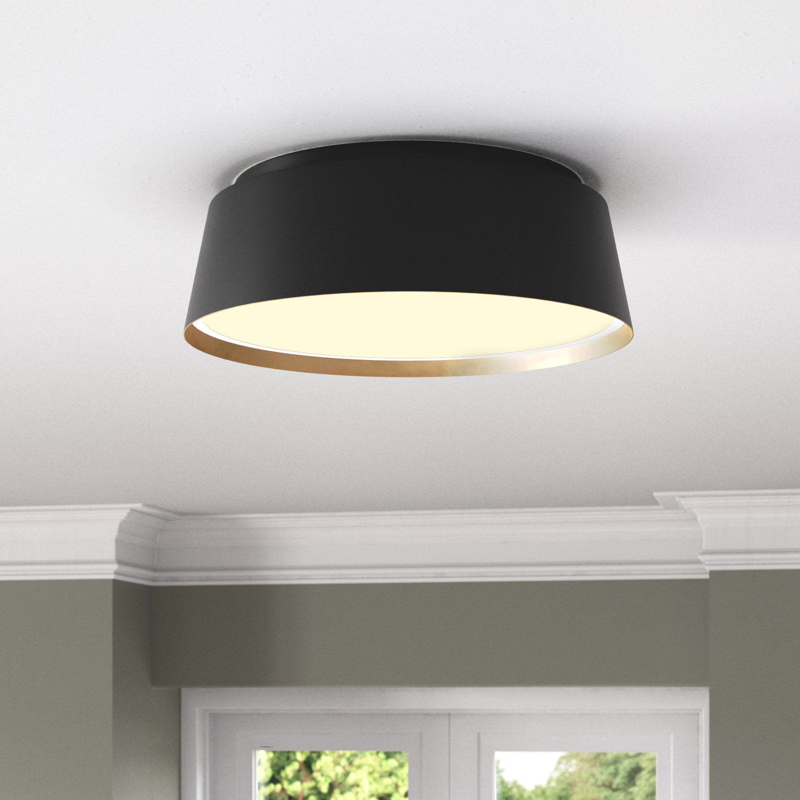 Adriatic 3 Light Glass Flush Mount, Midnight Black