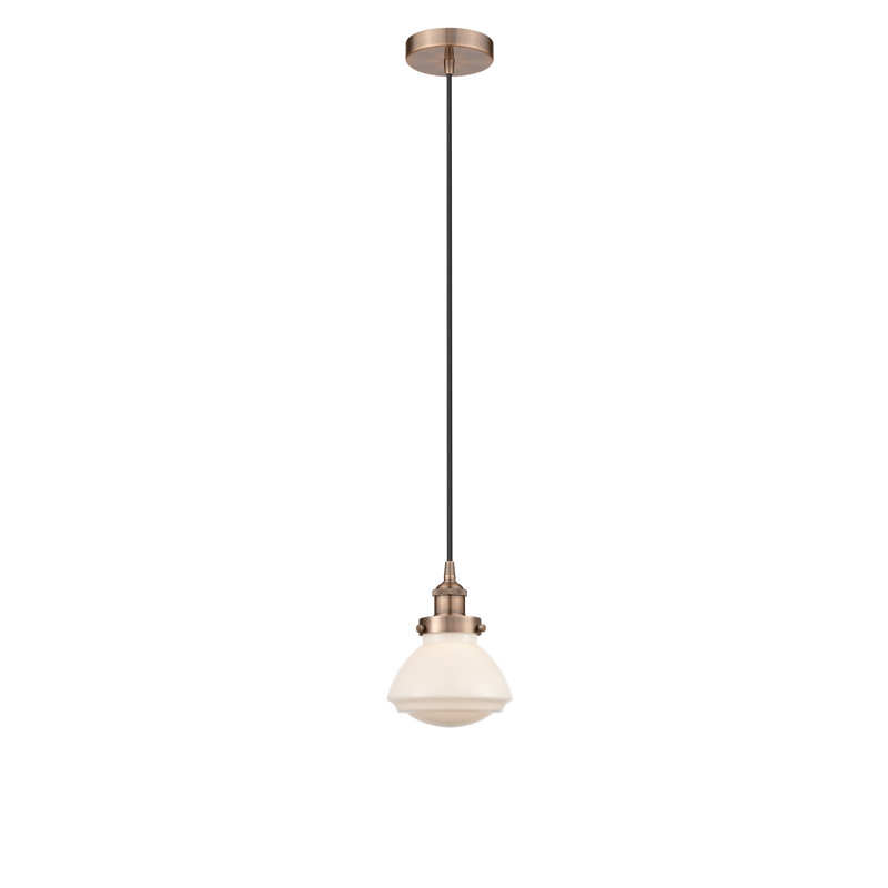 Luminaire suspendu en forme de cloche à 1 lumière Caille, Blanc, Cuivre