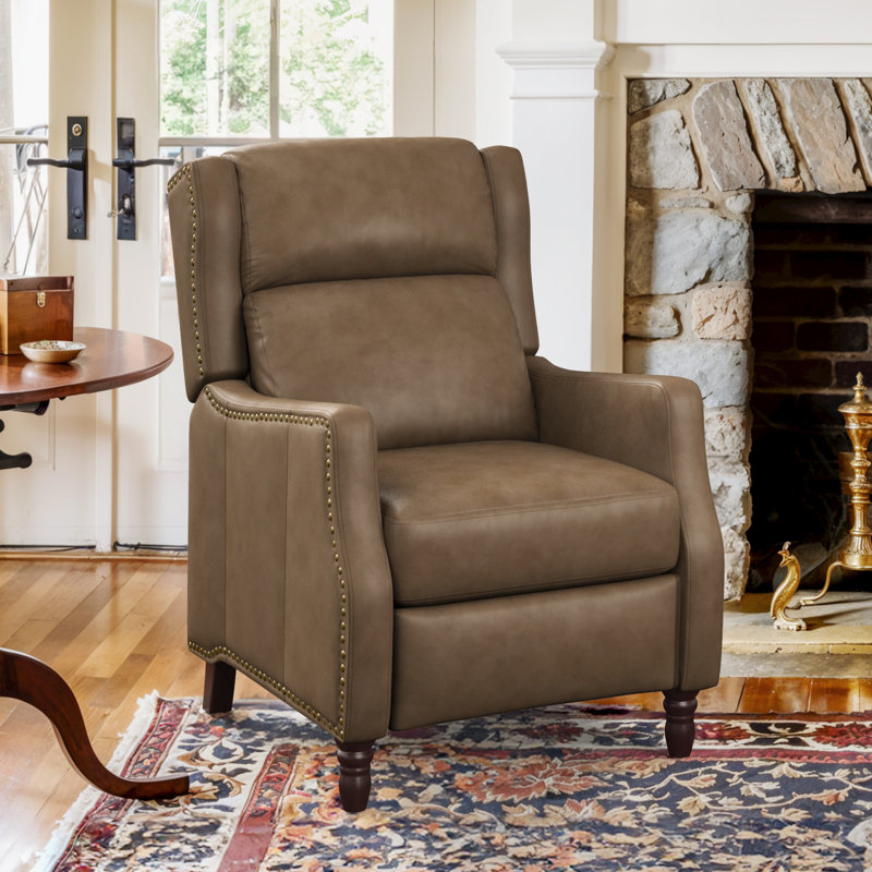 Fauteuil inclinable en cuir véritable Doersten Lange, Brun grisâtre
