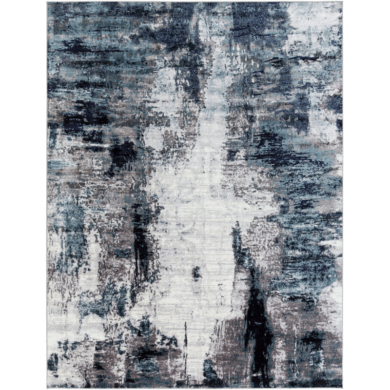 Abstract Area Rug, Rectangle 238 x 312 cm, Black/Grey