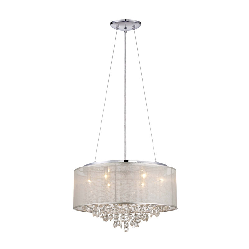 Riverside Drive 6-Light Drum Pendant, Silver, 6, 15" H x 23.5" W x 23.5" D