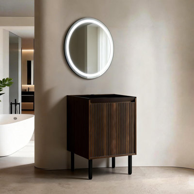 24'' &30'' &36 '' Shaker Style Bathroom Vanity Base Only, Freestanding Or Wall-Mounted With Double Doors & Adjustable Shelf - Soft-Close & Vertical Line Design (Sink Not Included)