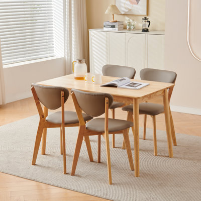 5-piece Wood Dining Table Set, Farmhouse Kitchen Table Chairs Set Of 4, 100% Natural Solid Wood Material, Fsc-certified