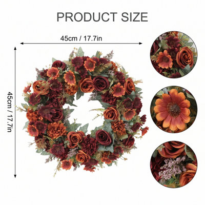 18 inch Artificial Fall Floral Wreath