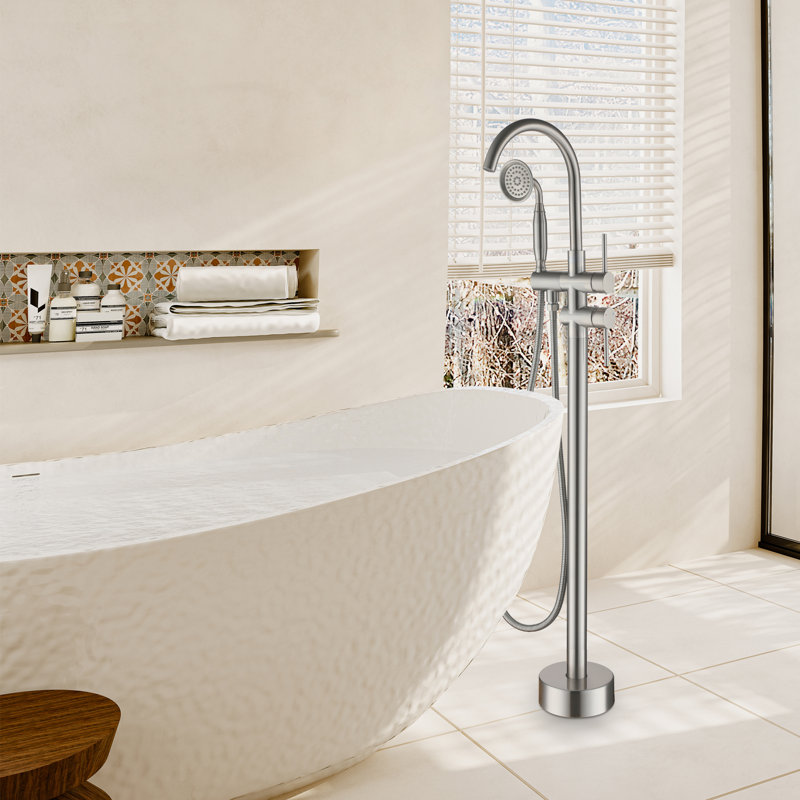 Floor Tub Spout with Diverter, Brushed Nickel