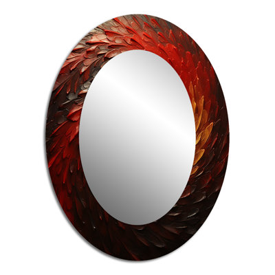 Red Whimsical Whirl Spiral - Modern Oval Wall Mirror