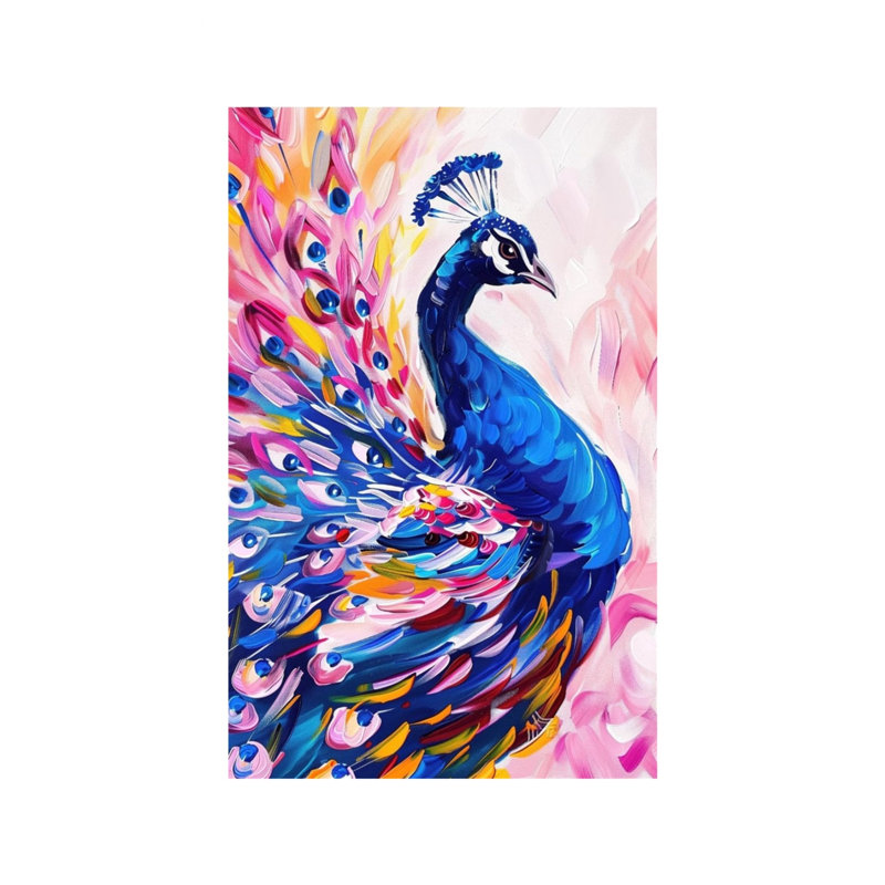 Décoration murale paon non encadrée 12 po x 18 po