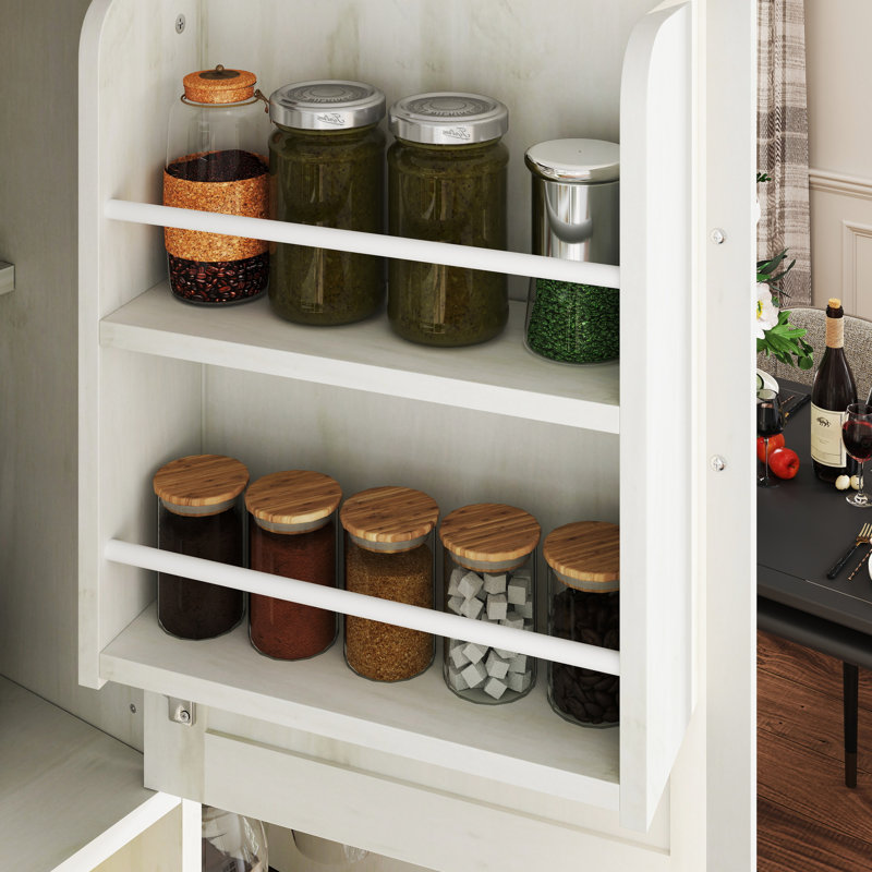 Rangement de cuisine de 71 po avec support interne pour porte, porte en verre et style rustique - Grand tiroir fonctionnel avec garde-manger spacieux, temps d'assemblage rapide