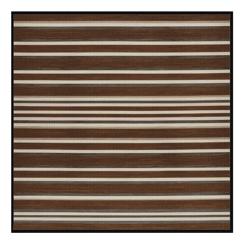  Tapis lavable rayé gris clair noyer, Rectangle 6 pi x 9 pi