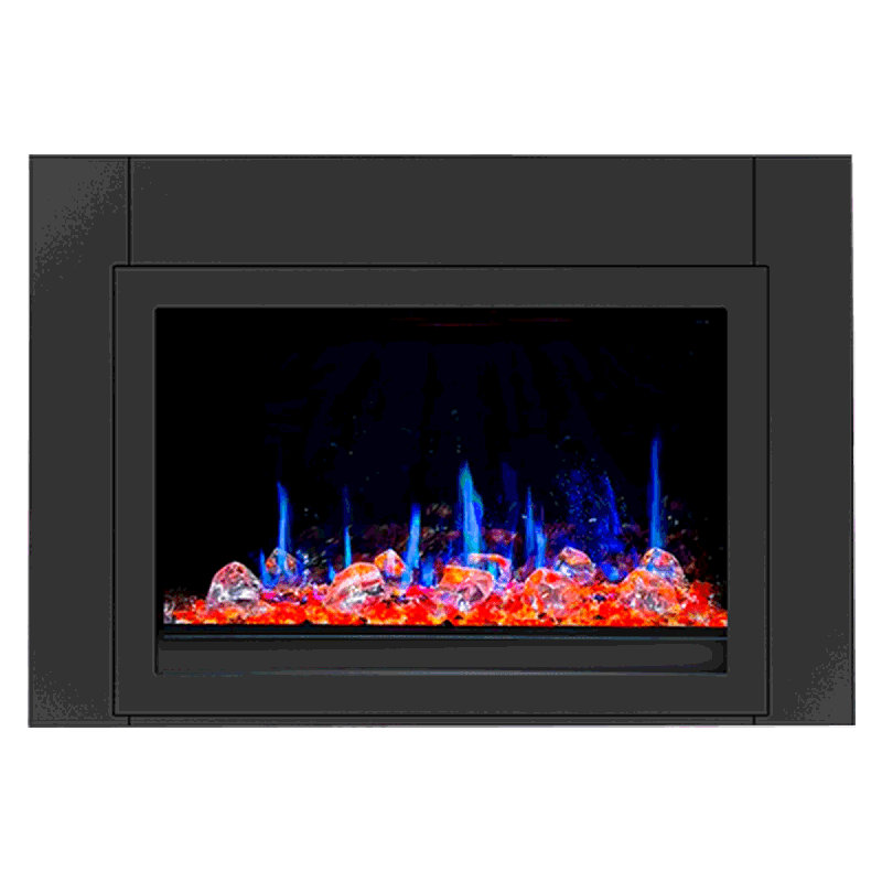 Litestar ZEF38VC 38" Smart Electric Fireplace Insert – WiFi App Control, Breathing Logs with Crushed Ice Rocks Décor, Multi Flame Colors, Crackling Sound, Built-In Fireplace Heater