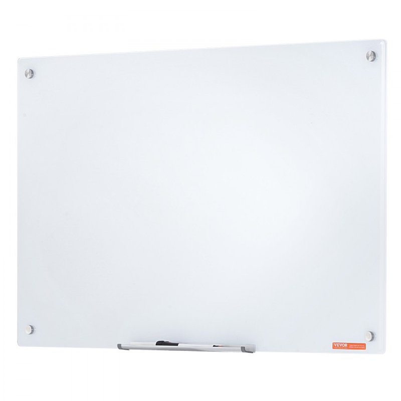 Magnetic Glass Whiteboard, Dry Erase Board 36"x24", 23.62" H x 35.43" L, White