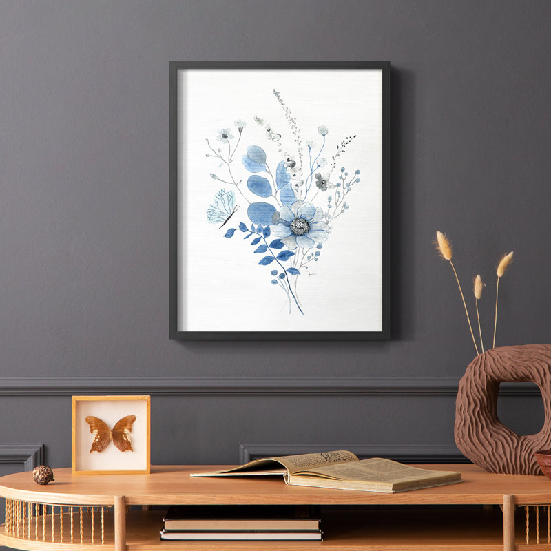 «Indigo Gathering II», reproduction encadrée - bois massif, Noir, H 28 po x l 22 po