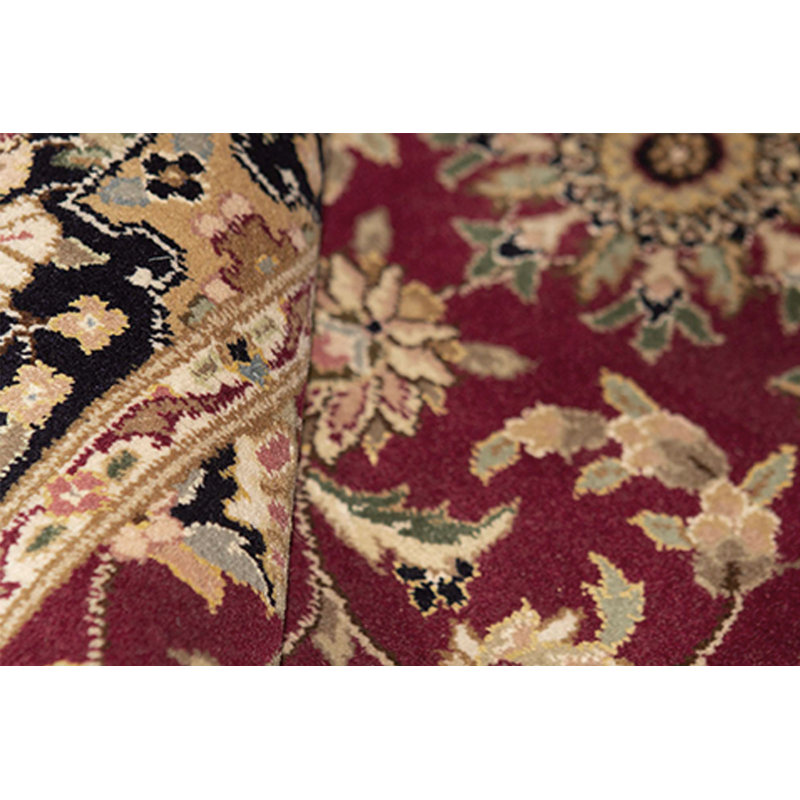 Hand-Knotted High-Quality Red and Navy Area Rug