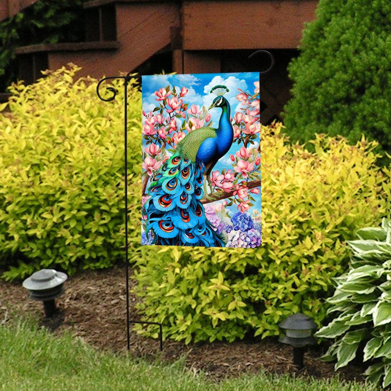 Drapeau de jardin fantaisie paon