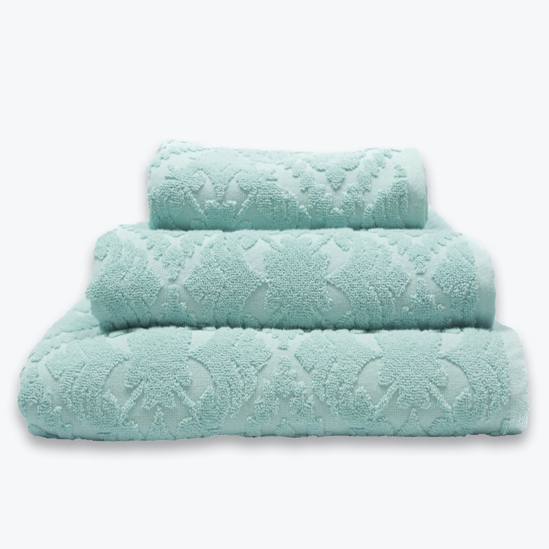 Jacquard Damask Floral Bath Sheet, Duck Egg