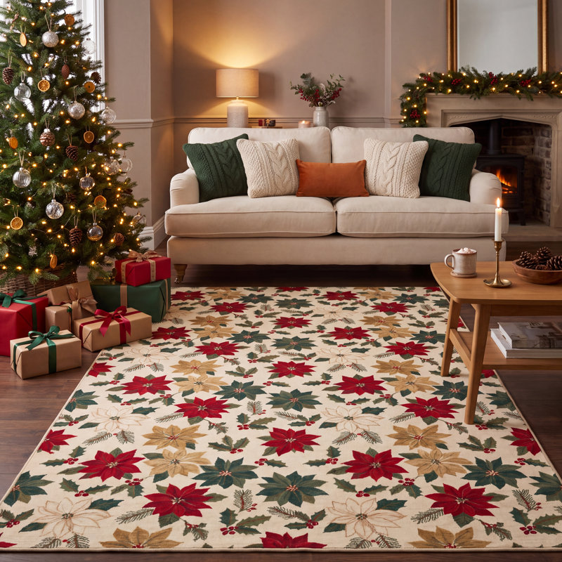 Tapis Catalhoyuk Christmas, Rectangle 6 pi 7 po x 8 pi 10 po