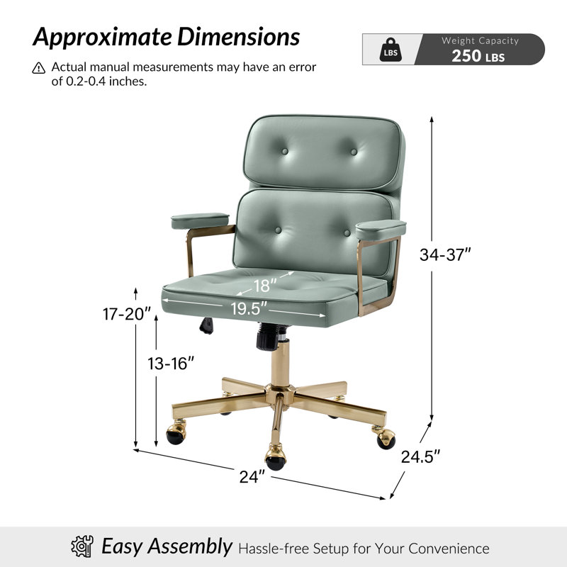 Chaise de bureau pivotante et inclinable en similicuir Debby, Sauge