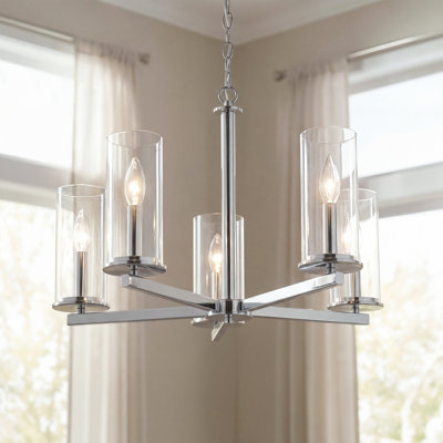 Crosby 5-Light Chrome Chandelier with Clear Glass Shades